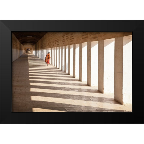 Looking Back Black Modern Wood Framed Art Print by B N, Joe