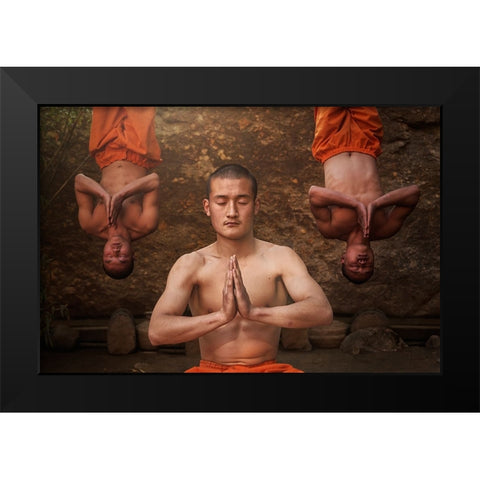 Kung Fu Life Black Modern Wood Framed Art Print by AL Farsi, Haitham