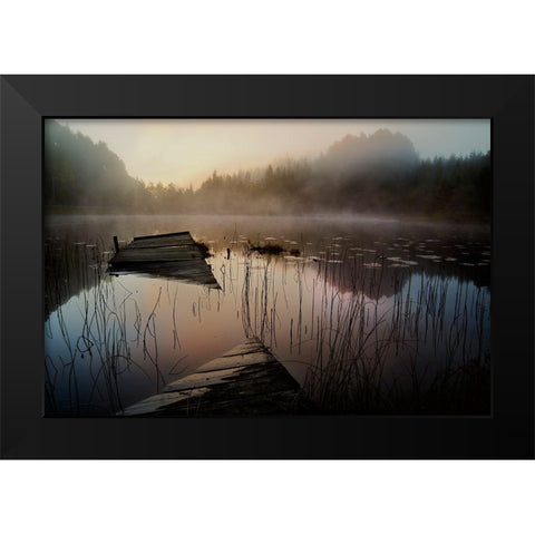 In The Misty Morning Black Modern Wood Framed Art Print by Marthinussen, Willy