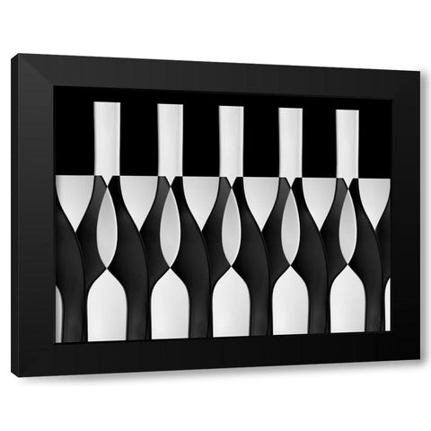 Spoons Abstract: Bottles Glasses Candles Black Modern Wood Framed Art Print by Hammer, Jacqueline