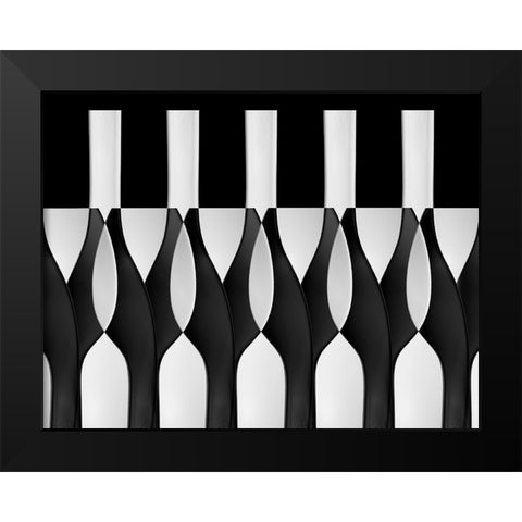 Spoons Abstract: Bottles Glasses Candles Black Modern Wood Framed Art Print by Hammer, Jacqueline