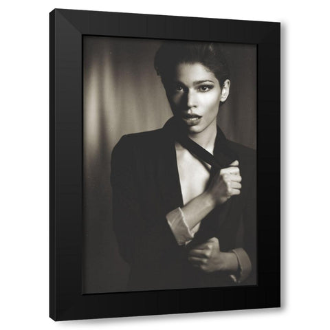 Woman Black Modern Wood Framed Art Print with Double Matting by Renzulli, Antonella