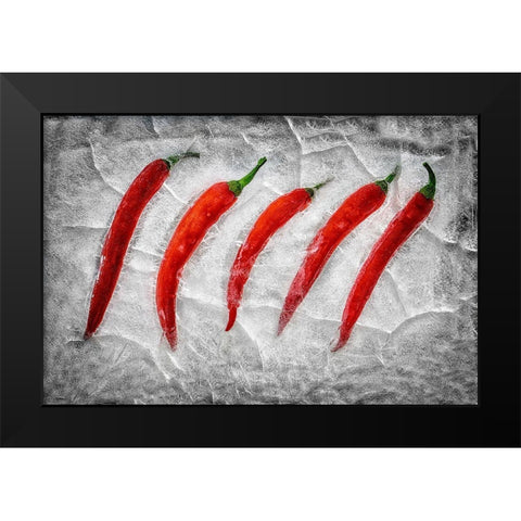 Frozen Fire Black Modern Wood Framed Art Print by Losada, Secundino