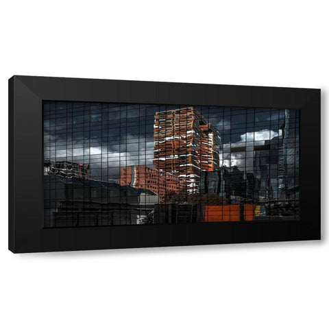 Puzzle Reflection Black Modern Wood Framed Art Print with Double Matting by Claes, Gilbert