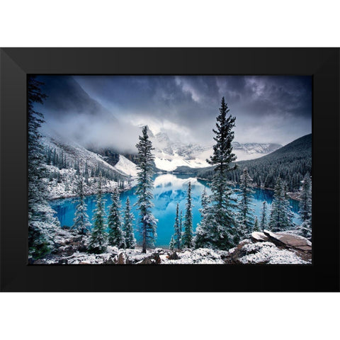 Morning Blues Black Modern Wood Framed Art Print by Cole, Trevor