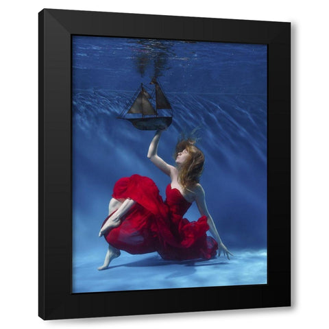 Never Let Go Black Modern Wood Framed Art Print with Double Matting by Jones, Karen