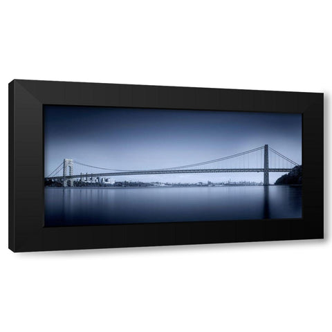 George Washington Bridge Black Modern Wood Framed Art Print with Double Matting by Menghuailin