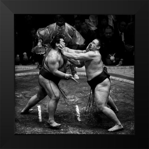 Dont Touch My Face! Black Modern Wood Framed Art Print by Song, Gunarto