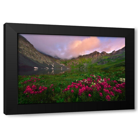 Clear Lake Dawn Black Modern Wood Framed Art Print by Xu, Mei