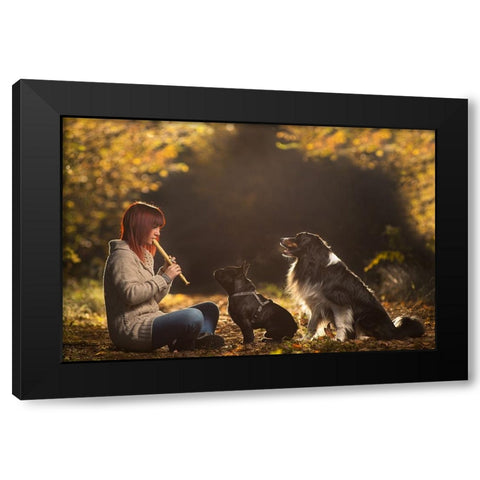 Magic Sound Black Modern Wood Framed Art Print by Campo, Stefano