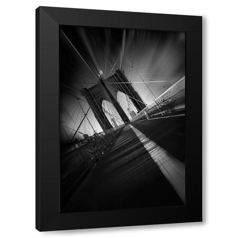 Brooklyn Bridge Black Modern Wood Framed Art Print by Del Grosso, Sebastien