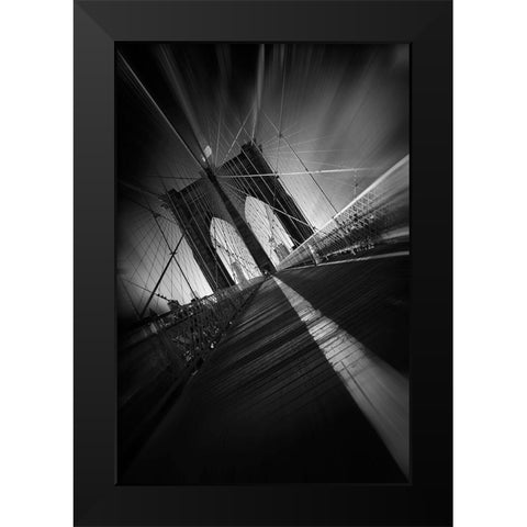 Brooklyn Bridge Black Modern Wood Framed Art Print by Del Grosso, Sebastien
