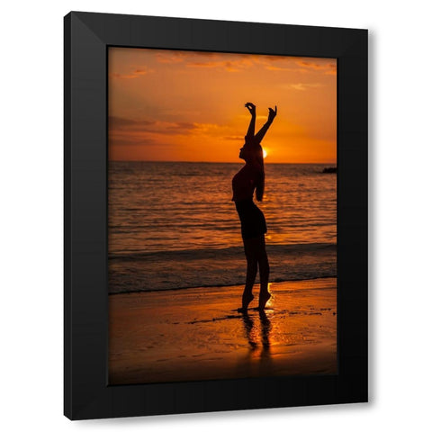 Dancing On The Sunset Black Modern Wood Framed Art Print by Bondarenko, Yulia