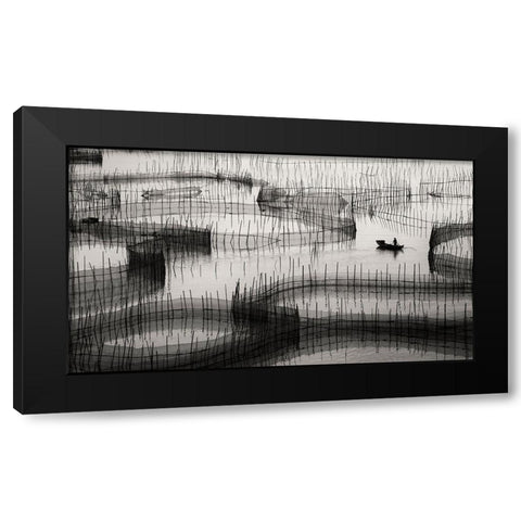 Waiting For The Catch ... Black Modern Wood Framed Art Print by Abdulazim, Ahmed