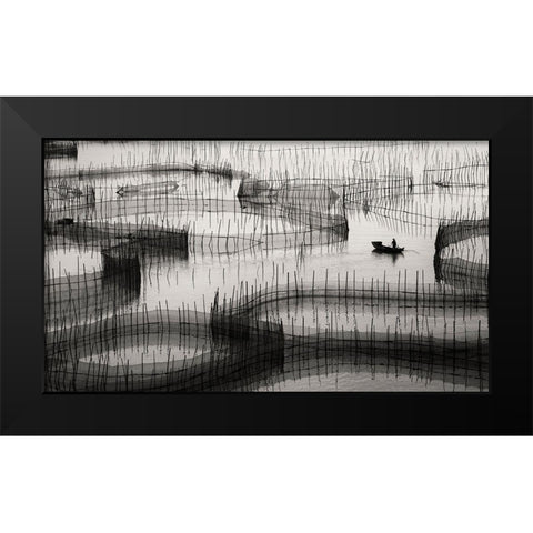 Waiting For The Catch ... Black Modern Wood Framed Art Print by Abdulazim, Ahmed