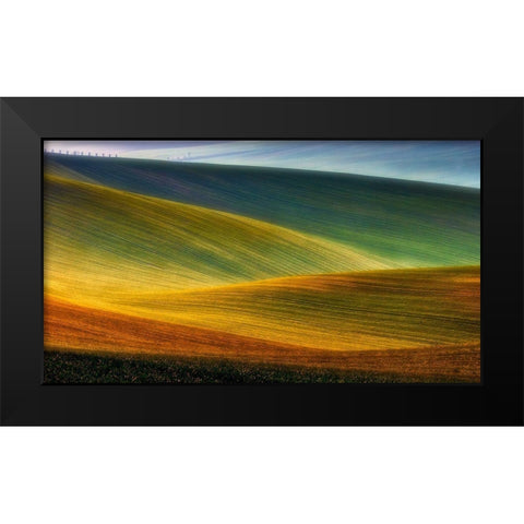 Spring Fields Black Modern Wood Framed Art Print by Krol, Piotr