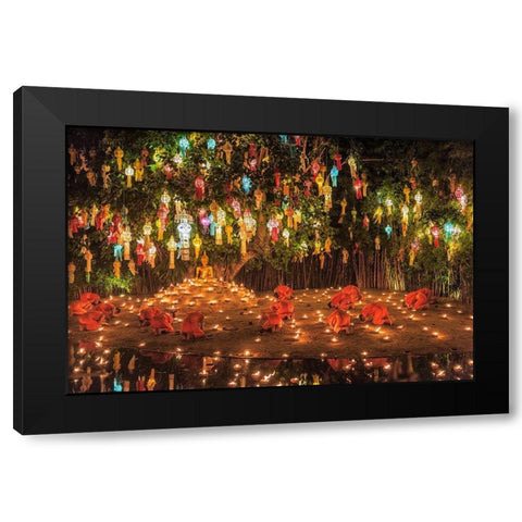 Prayers Black Modern Wood Framed Art Print by Raja, Pradeep