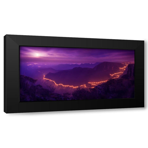 Lights Of The Night Black Modern Wood Framed Art Print with Double Matting by Sombrio, Raphael