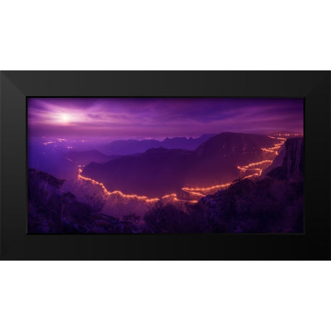 Lights Of The Night Black Modern Wood Framed Art Print by Sombrio, Raphael