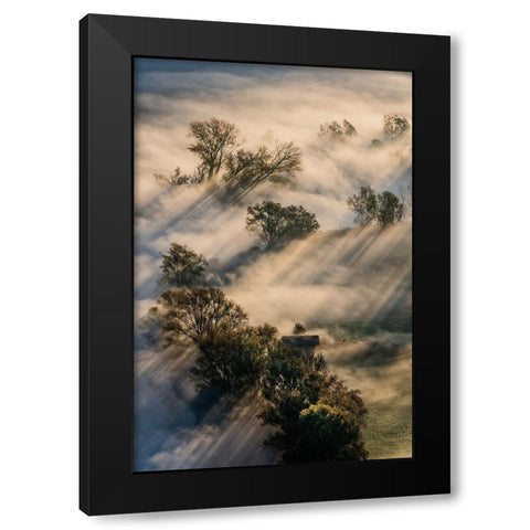 Slalom Light Black Modern Wood Framed Art Print with Double Matting by Marini, Roberto