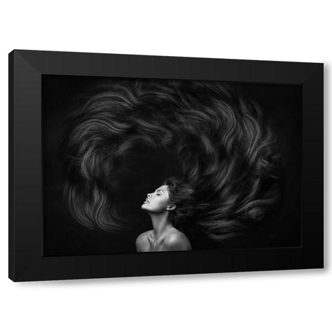 Yanika Black Modern Wood Framed Art Print with Double Matting by Rise, Zachar