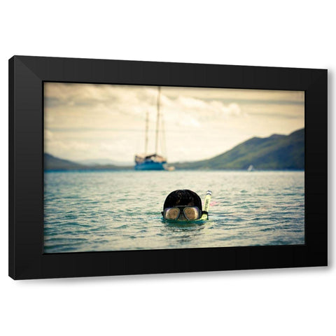 The Diver Black Modern Wood Framed Art Print by Robboz, El