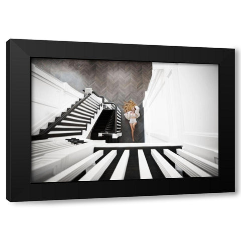 Falling Angle Black Modern Wood Framed Art Print by Rozenzvig, Carmit