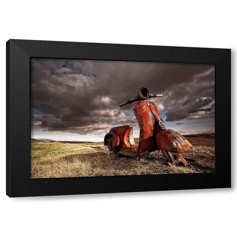 Vespa Black Modern Wood Framed Art Print by H. Ingibergsson, Torsteinn
