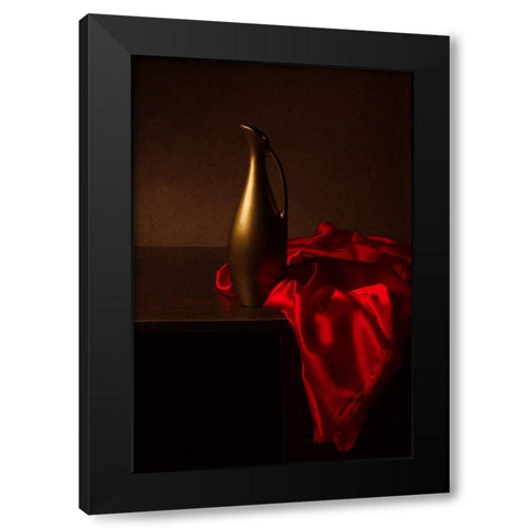 Still Life With Red Cloth Black Modern Wood Framed Art Print with Double Matting by Magnola