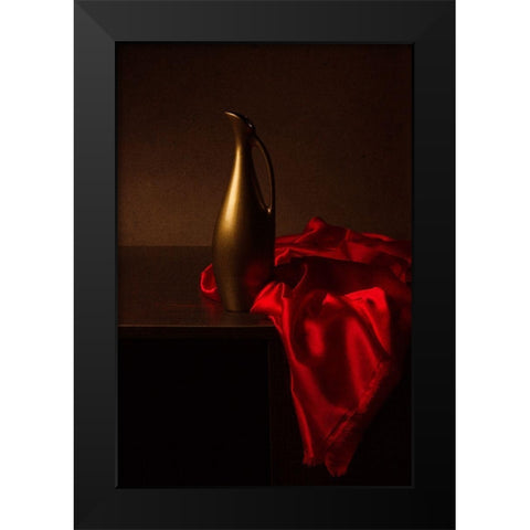 Still Life With Red Cloth Black Modern Wood Framed Art Print by Magnola