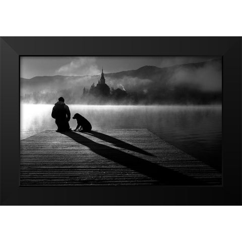 Friends Forever Black Modern Wood Framed Art Print by Bertoncelj, Sandi