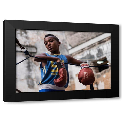 Boxing Black Modern Wood Framed Art Print by Ihyabozkurt