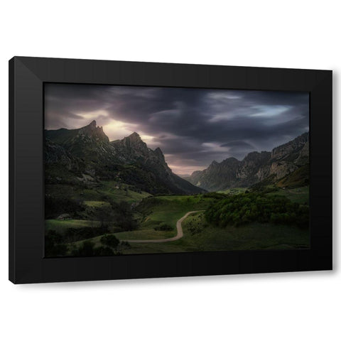 Valle De Lago V Black Modern Wood Framed Art Print with Double Matting by Pablo De, Juan