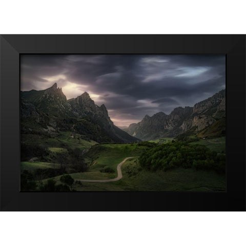 Valle De Lago V Black Modern Wood Framed Art Print by Pablo De, Juan