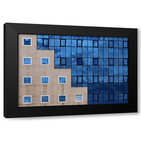 Blue Windows Black Modern Wood Framed Art Print by Hawerkamp, Hans-Wolfgang