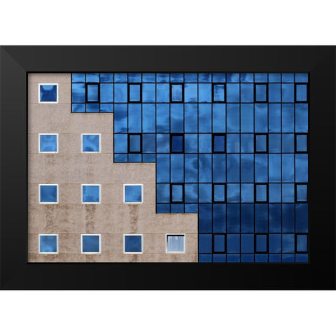 Blue Windows Black Modern Wood Framed Art Print by Hawerkamp, Hans-Wolfgang