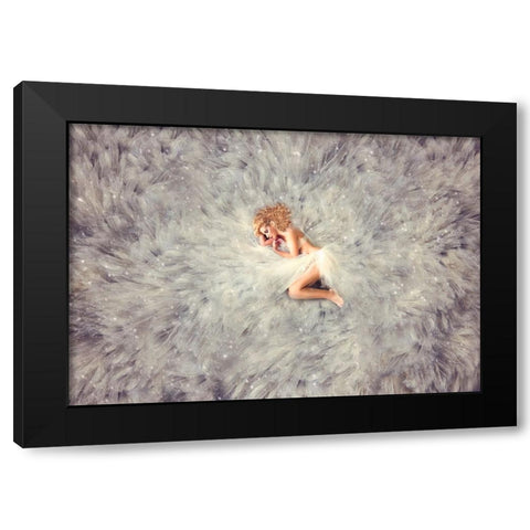 Hush Little Babe Black Modern Wood Framed Art Print with Double Matting by Rozenzvig, Carmit