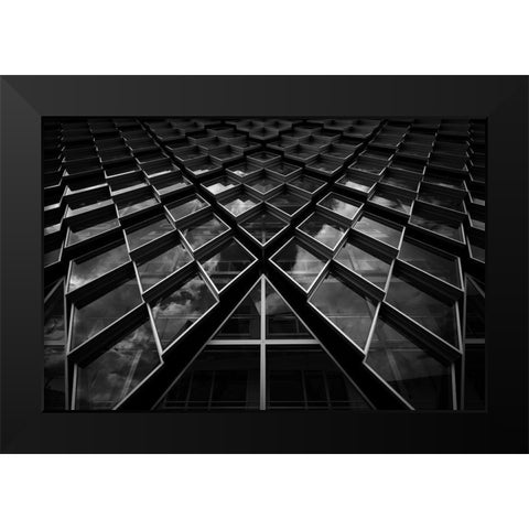 Diamond Windows Black Modern Wood Framed Art Print by Van De, Jeroen