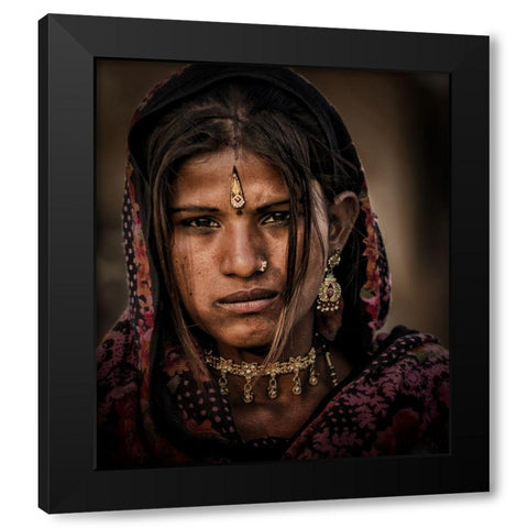 Gypsy Girl Black Modern Wood Framed Art Print with Double Matting by Stranak, Pavol