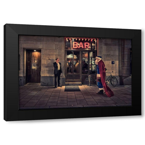 Supersanta Black Modern Wood Framed Art Print with Double Matting by Johansson, Martin