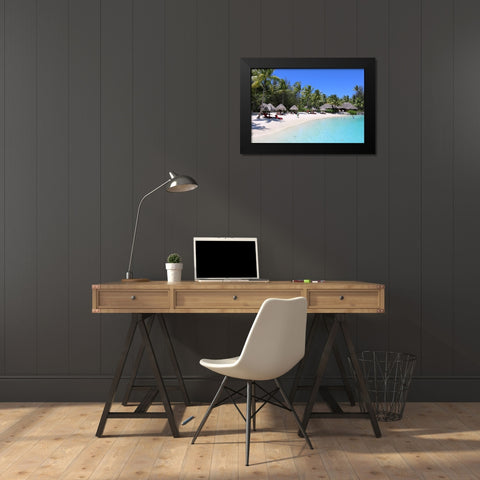 Blue Beach Black Modern Wood Framed Art Print by Daniel, Nick