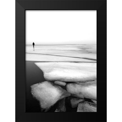 Shattering Black Modern Wood Framed Art Print by Mikkelborg, Espen