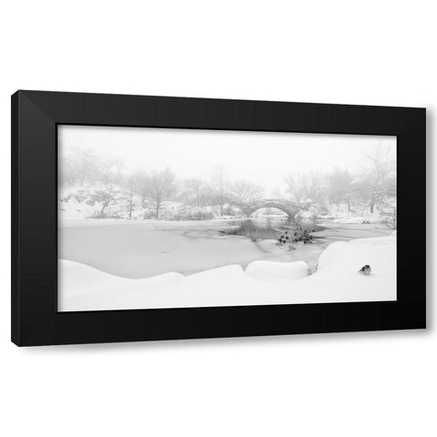 The first snow of central park Black Modern Wood Framed Art Print with Double Matting by Menghuailin