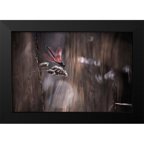 Le Point De Suspension Black Modern Wood Framed Art Print by Bravin, Fabien