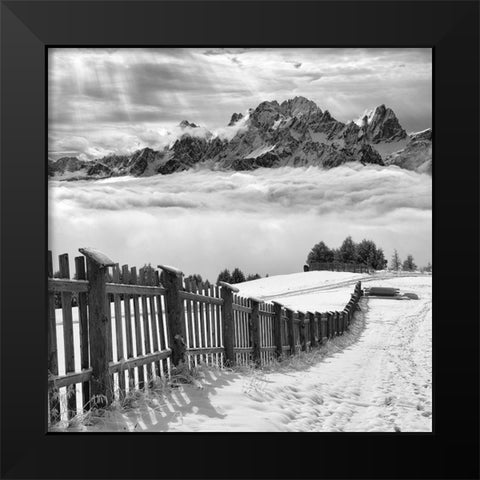 Elements Black Modern Wood Framed Art Print by Swapnil