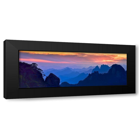 Sanqing Mountain Sunset Black Modern Wood Framed Art Print by Xu, Mei