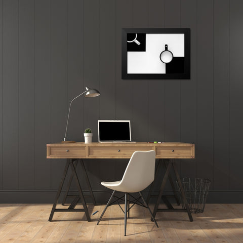 Cups Black Modern Wood Framed Art Print by Kiss, Jozef