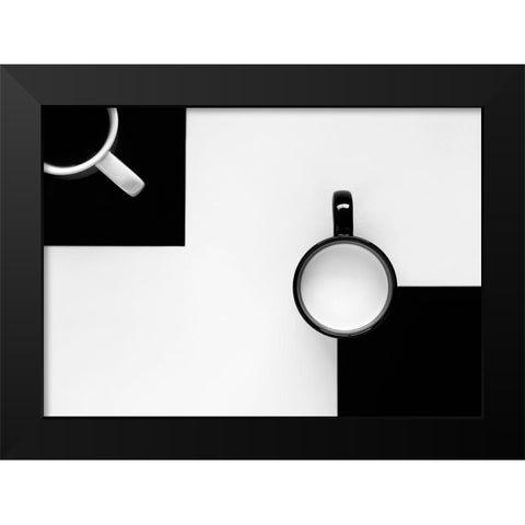 Cups Black Modern Wood Framed Art Print by Kiss, Jozef