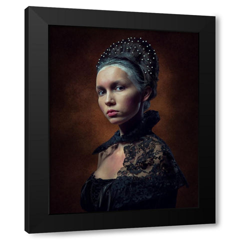 Fashion Barocco, Baroque Fashion Photography Black Modern Wood Framed Art Print by Freol