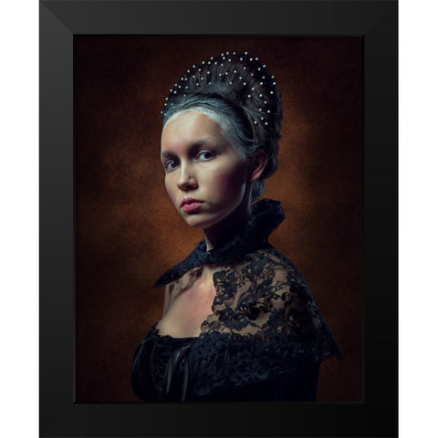 Fashion Barocco, Baroque Fashion Photography Black Modern Wood Framed Art Print by Freol